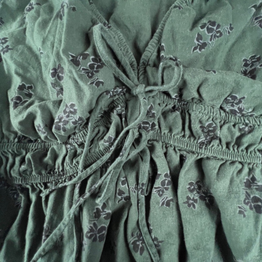 Universal Thread Midi Dress Womens XXL Green Floral Linen Blend Boho Cottagecore - Picture 11 of 16